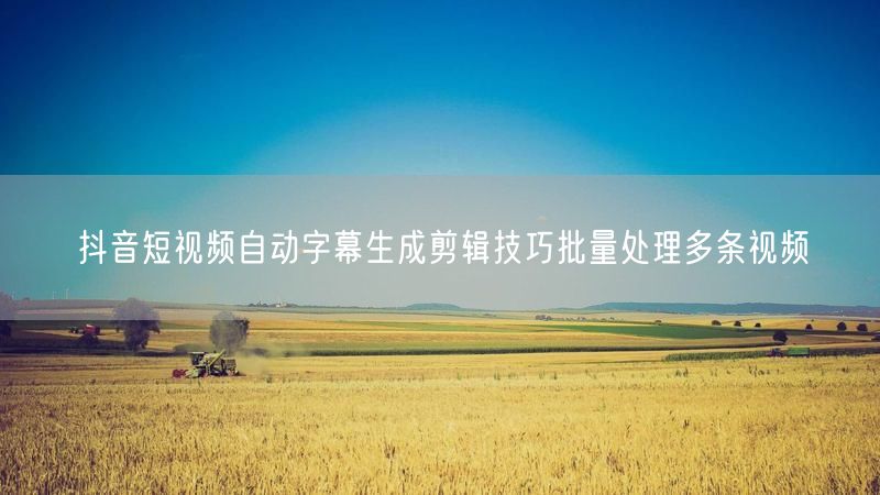 抖音短视频自动字幕生成剪辑技巧批量处理多条视频