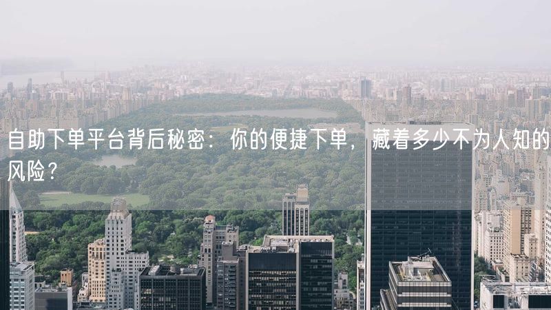 自助下单平台背后秘密:你的便捷下单,藏着多少不为人知的风险?